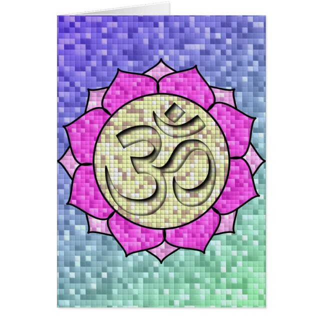 Om Pink Lotus Mosaic Cards (Front)