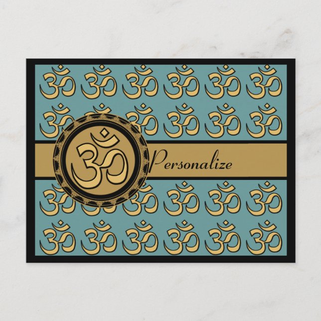 Om Postcard Personalize-Pick your background color (Front)