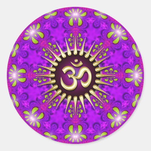 Om Purple Pink Mandala Mindfulness Yoga Sticker