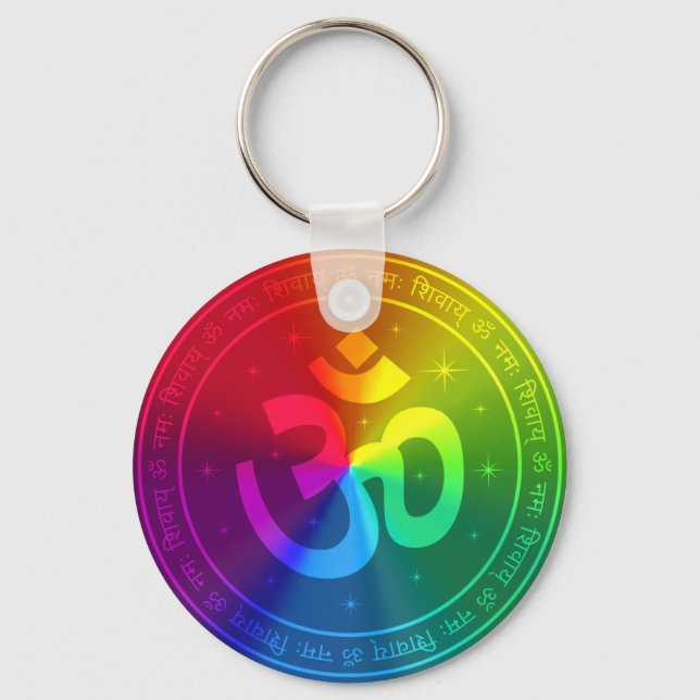 Om Rainbow Design Keychain (Front)