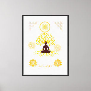 Om Shanti Buddha Tree of Life Gold Spiritual Medit Canvas Print