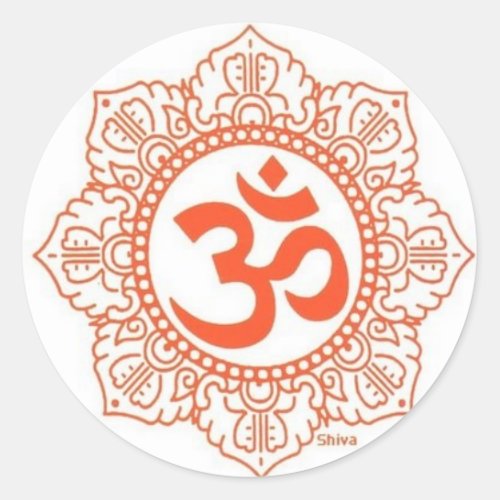 om shanti classic round sticker