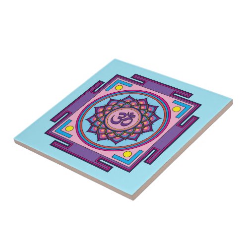 Om Shanti Om Mandala Ceramic Tile