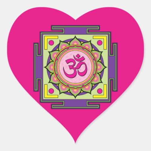 Om Shanti Om Mandala Heart Sticker
