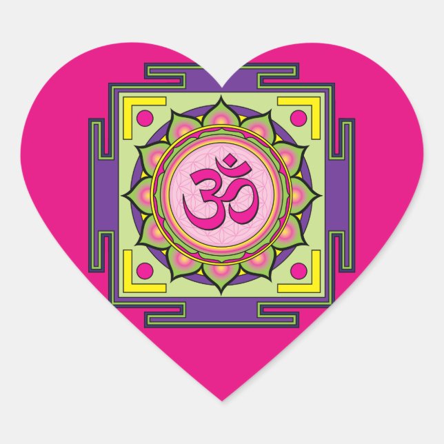 Om Shanti Om Mandala Heart Sticker (Front)