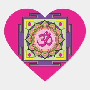 Om Shanti Om Mandala Heart Sticker