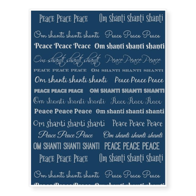 Om Shanti, Peace Temporary Tattoos (Front)