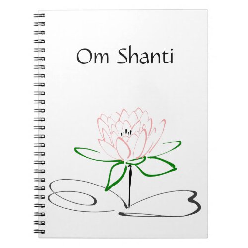 Om Shanti Pink Green Lotus Journal