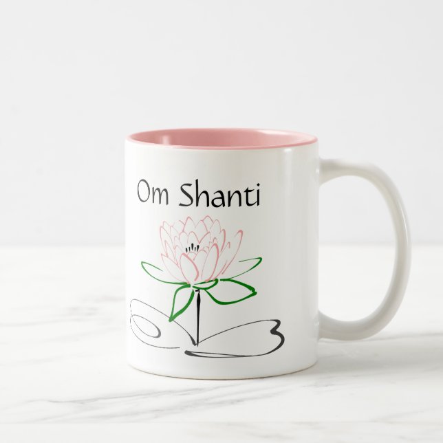Om Shanti Pink Green Mug (Right)