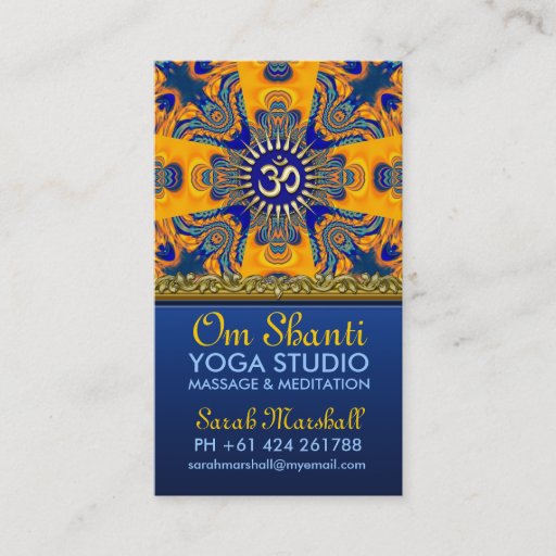 Customizable Om Shanti Yoga Orange Blue Business Cards