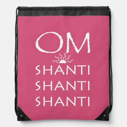 OM_Shanti_YogaWhite Text Design Drawstring Bag