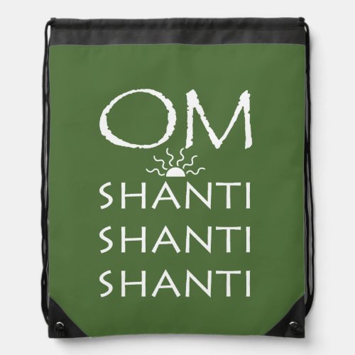 OM_Shanti_YogaWhite Text Design Drawstring Bag