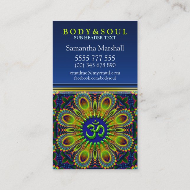 Om Sign Fractal Mandala Yoga NewAge Business Cards (Front)