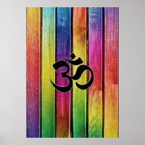 Om sign on multicolor wood