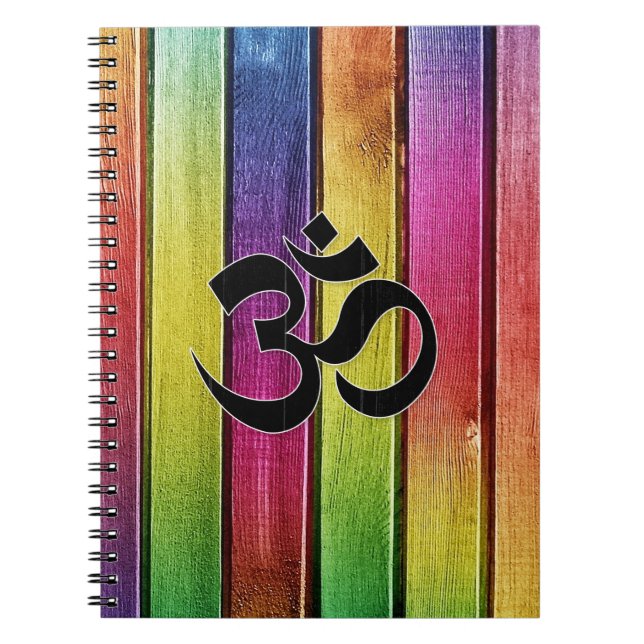 Om sign on multicolor wood notebook (Front)