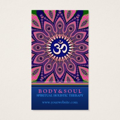 Om Sign Pink Mandala Yoga NewAge Business Cards