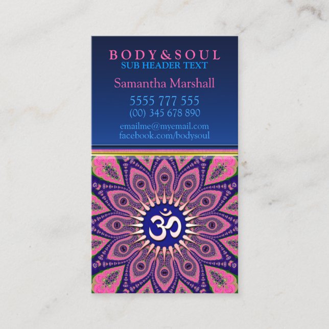 Om Sign Pink Mandala Yoga NewAge Business Cards (Front)
