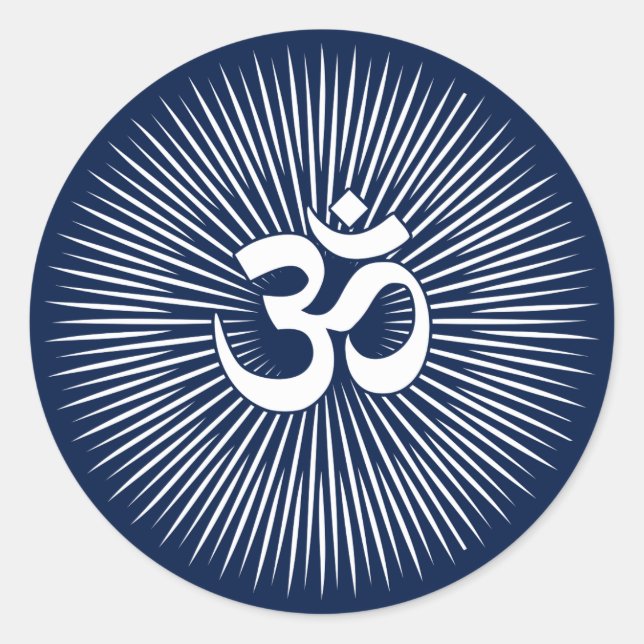 Om Sign White Design Classic Round Sticker (Front)