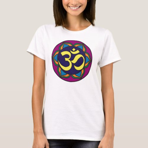 Om Stained Glass Ladies Baby Doll Tee