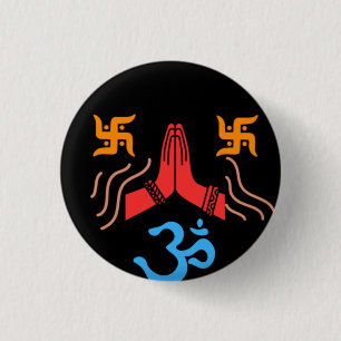 Om swastik devotion button