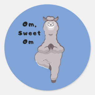 Om, Sweet Om - Funny Llama Yoga Pun Classic Round Sticker