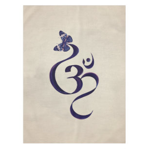 OM symbol and Butterfly - watercolor Tablecloth