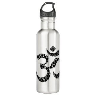 Om Symbol Black and White Stainless Steel Water Bottle
