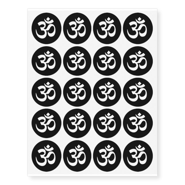 Om Symbol Circle Temporary Tattoos (Front)
