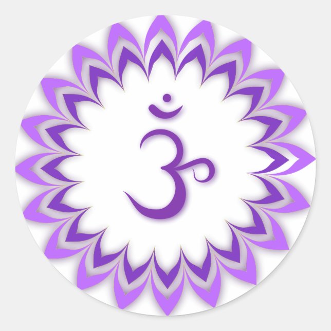 Om Symbol / Crown Chakra Classic Round Sticker (Front)