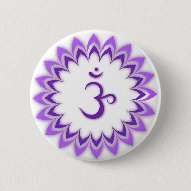 Om Symbol / Crown Chakra Pinback Button (Front)