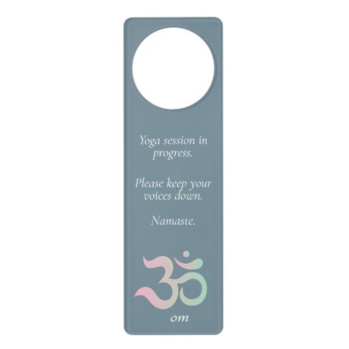 Om symbol custom blue zen yoga studio door hanger