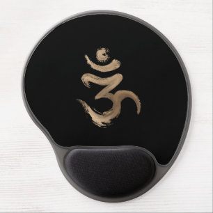 OM symbol - Golden Brushstroke Gel Mouse Pad