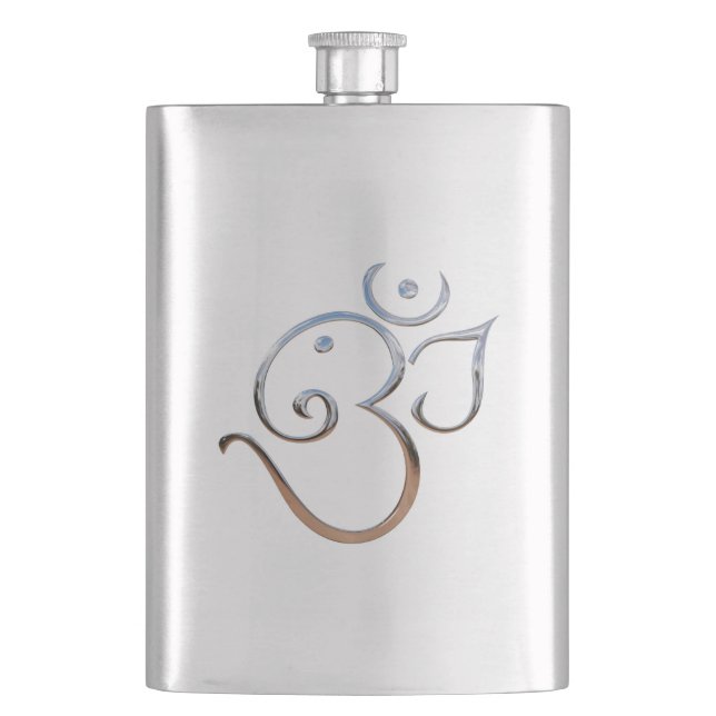 Om Symbol Hip Flask (Front)