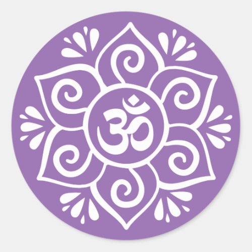 Om symbol in lotus petal mandala classic round sticker