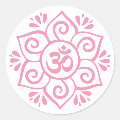 Om symbol in lotus petal mandala classic round sticker