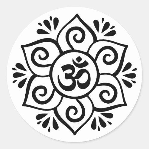 Om symbol in lotus petal mandala classic round sticker