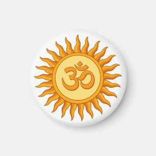 Om Symbol in Radiant Sun Spiritual Hindu Design Magnet