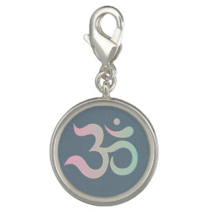 Om symbol in Sanskrit pastel pink green blue Charm