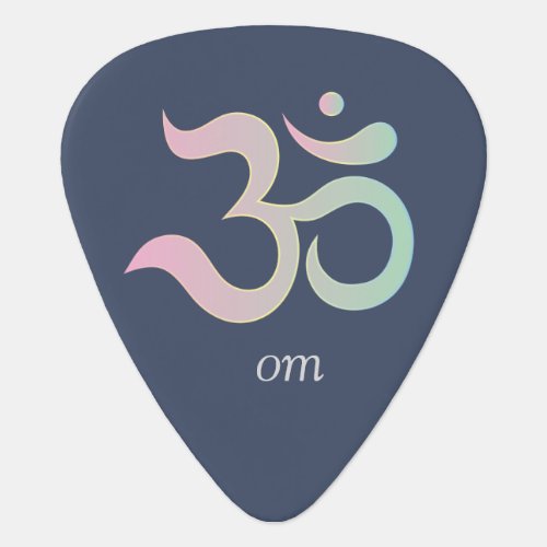 Om symbol in Sanskrit pastel pink green blue white Guitar Pick