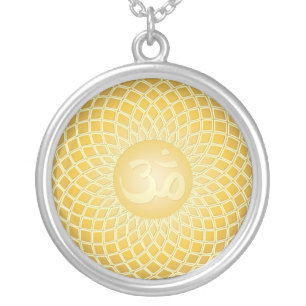 Om Symbol in spirograph Silver Plated Necklace