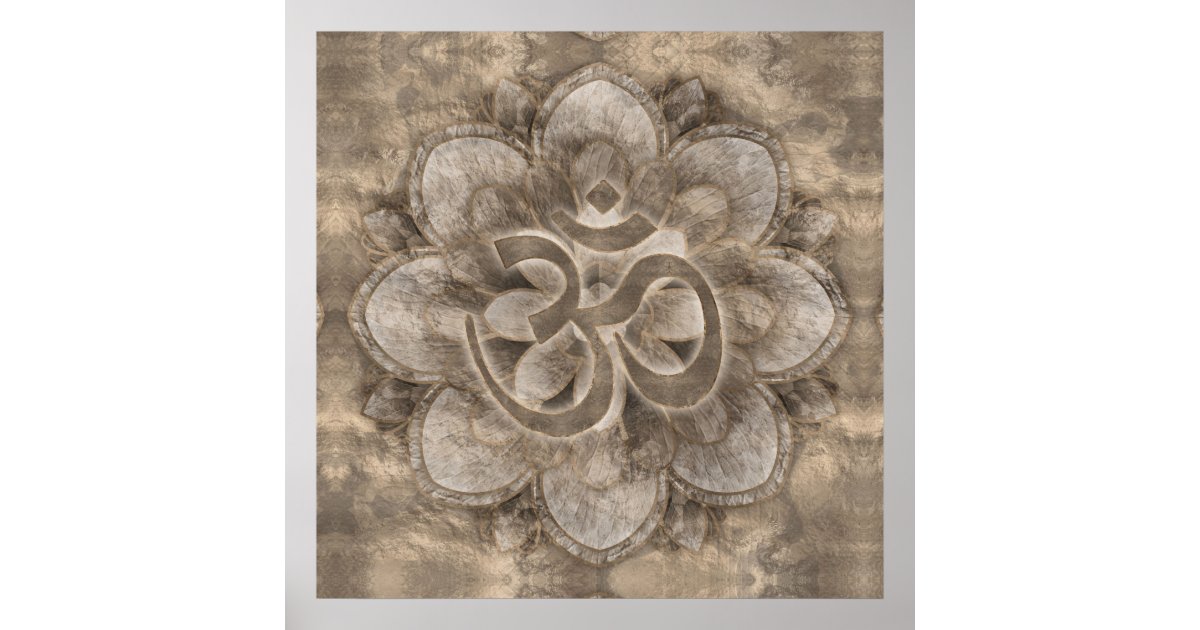 Om Symbol Lotus flower Vintage gold Poster | Zazzle