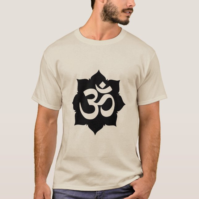 OM Symbol Lotus Spirituality Carbon Fiber Decor T-Shirt (Front)