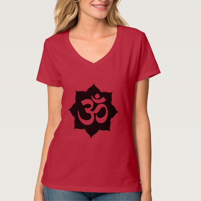 OM Symbol Lotus Spirituality Carbon Fiber Decor T-Shirt (Front)