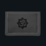 OM Symbol Lotus Spirituality Carbon Fiber Decor Tri-fold Wallet<br><div class="desc">An OM Symbol Lotus Spirituality Yoga design presented here on a carbon fiber like decor. Sounds good,  suits well for any occasion. 


Introducing</div>