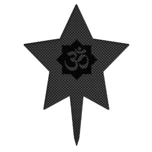 OM Symbol Lotus Spirituality in Carbon Fiber Style Cake Topper
