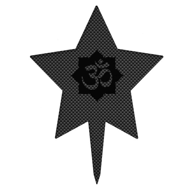 OM Symbol Lotus Spirituality in Carbon Fiber Style Cake Topper (Front)