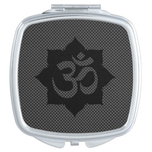 OM Symbol Lotus Spirituality in Carbon Fiber Style Mirror For Makeup