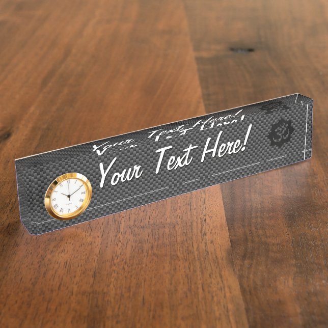 OM Symbol Lotus Spirituality in Carbon Fiber Style Name Plate (Side)