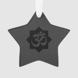 OM Symbol Lotus Spirituality in Carbon Fiber Style Ornament