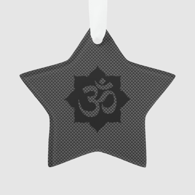 OM Symbol Lotus Spirituality in Carbon Fiber Style Ornament (Front)